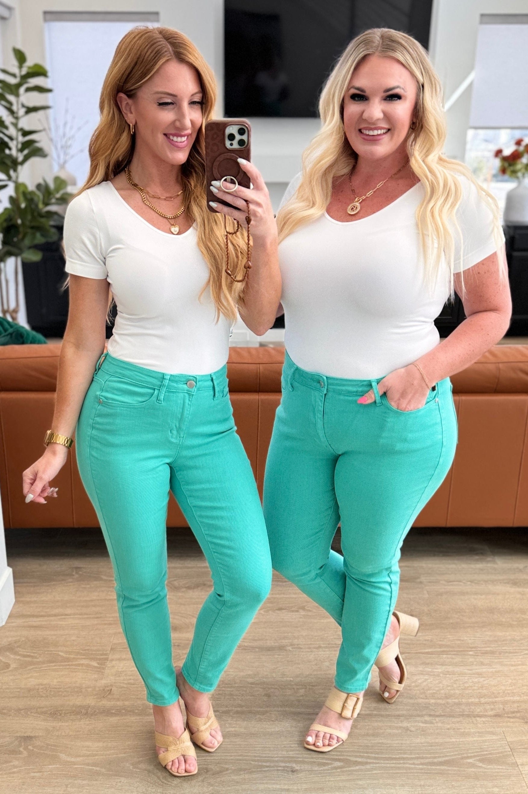 Bridgette High Rise Garment Dyed Slim Jeans in Aquamarine-Womens-Stay Foxy Boutique, Florissant, Missouri