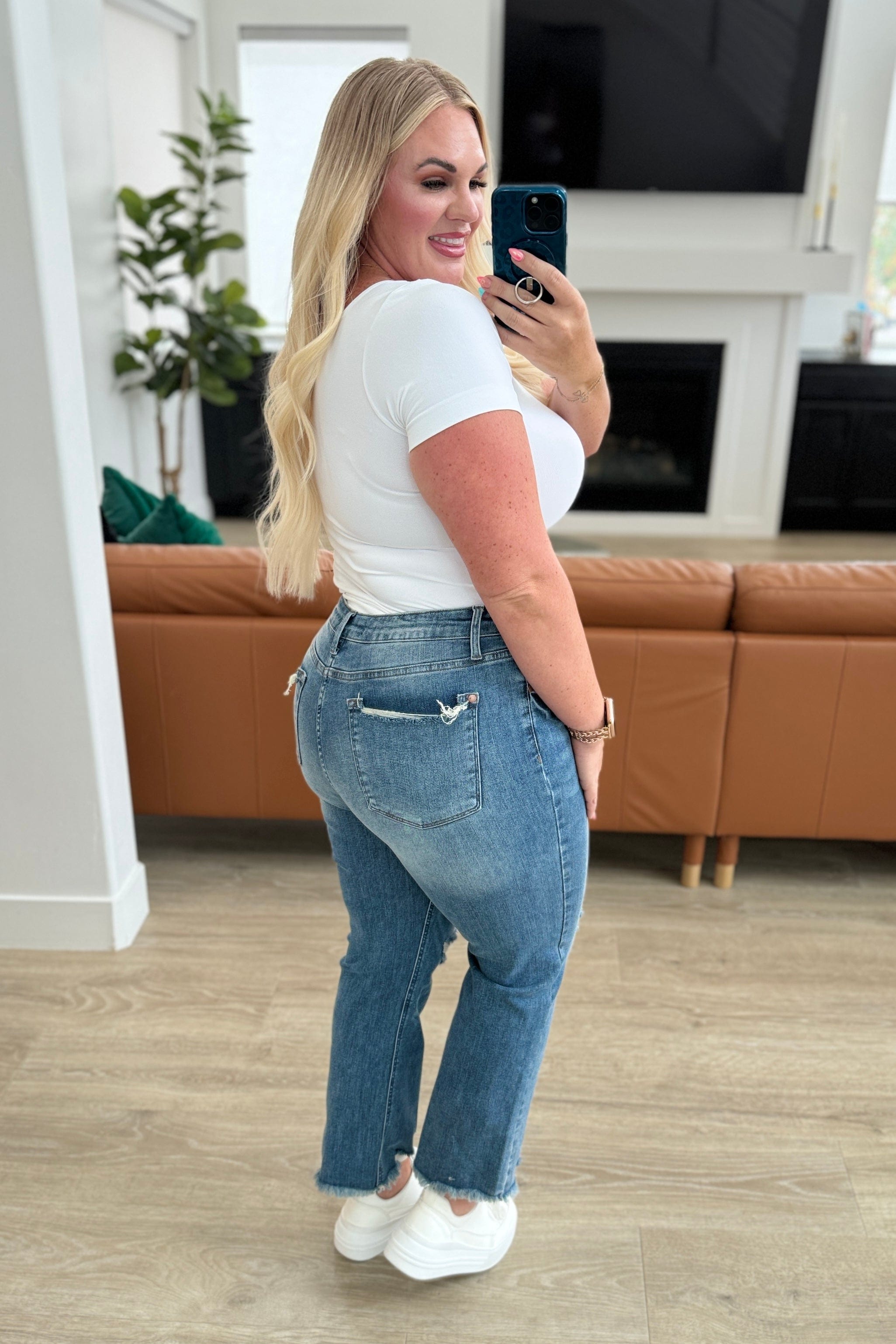 Sammy High Waist Distressed Crop Straight Leg Jeans-Womens-Stay Foxy Boutique, Florissant, Missouri