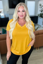 Heart and Soul V-Neck Top in Mustard-Tops-Stay Foxy Boutique, Florissant, Missouri