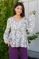 I Think I Can V-Neck Floral Top-Tops-Stay Foxy Boutique, Florissant, Missouri