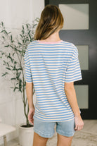 I Think I'm in Love Round Neck Loose Tee in Blue and Pink-Womens-Stay Foxy Boutique, Florissant, Missouri