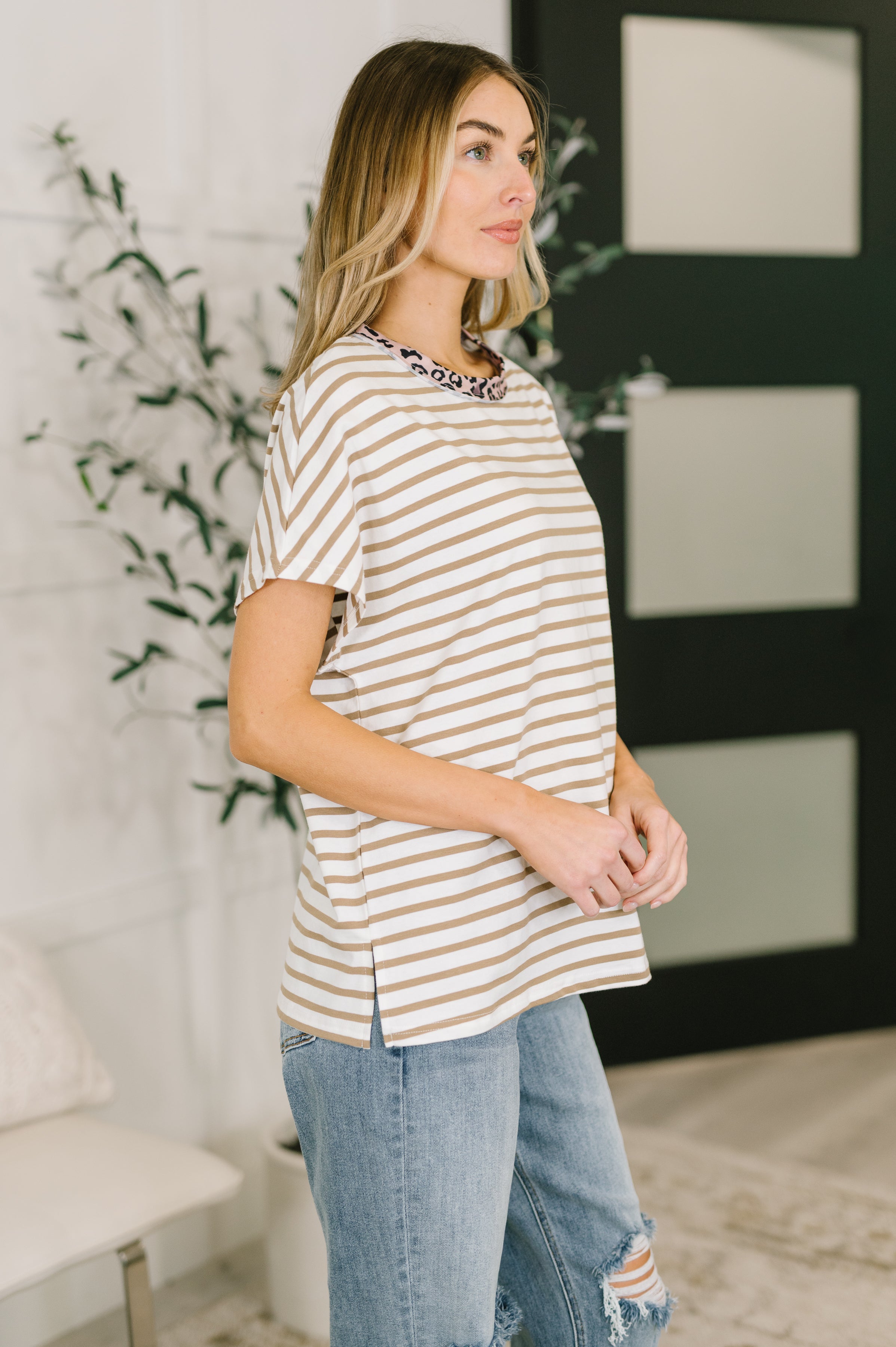 I Think I'm in Love Round Neck Loose Tee in Khaki Leopard-Womens-Stay Foxy Boutique, Florissant, Missouri
