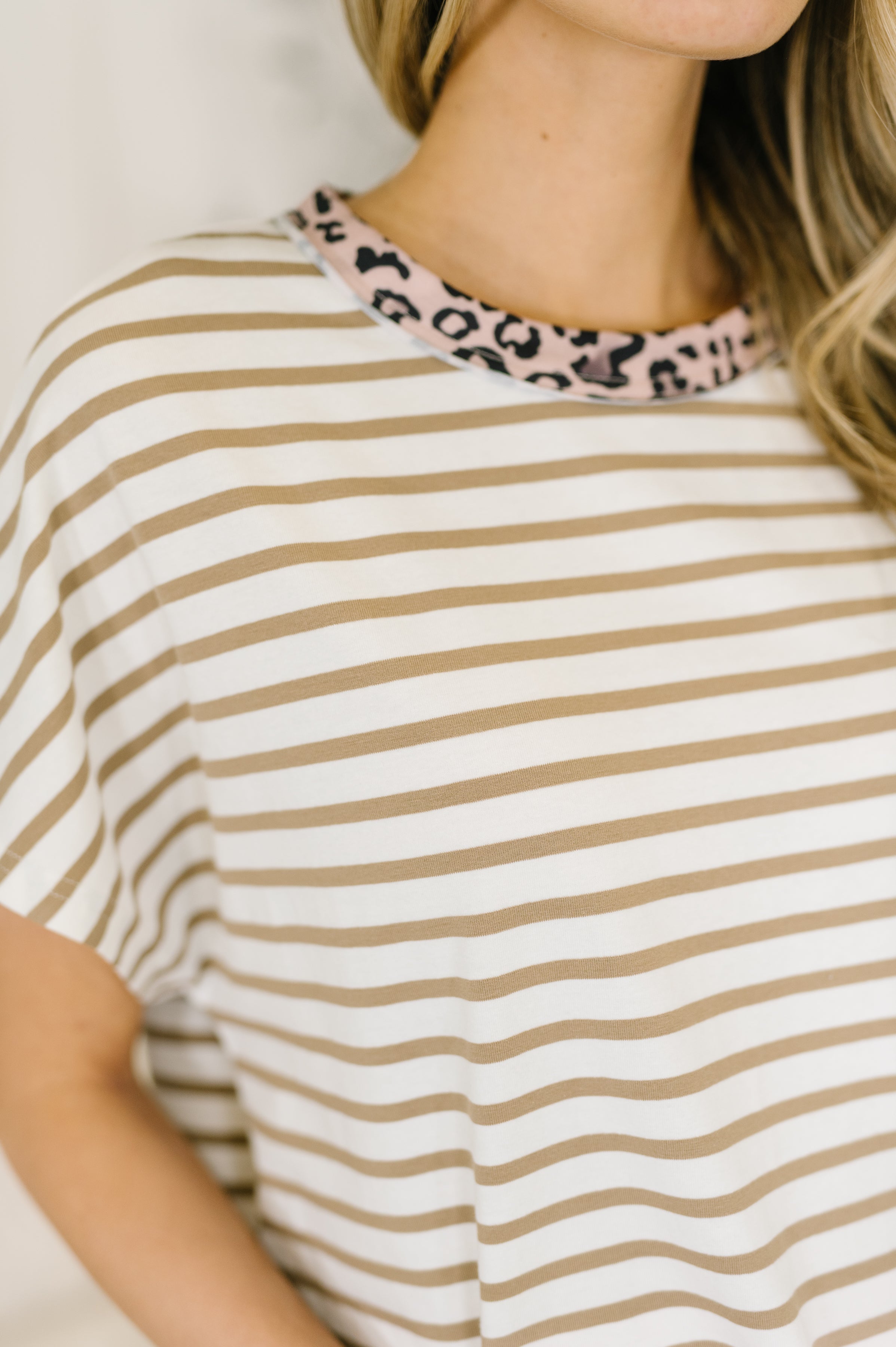 I Think I'm in Love Round Neck Loose Tee in Khaki Leopard-Womens-Stay Foxy Boutique, Florissant, Missouri
