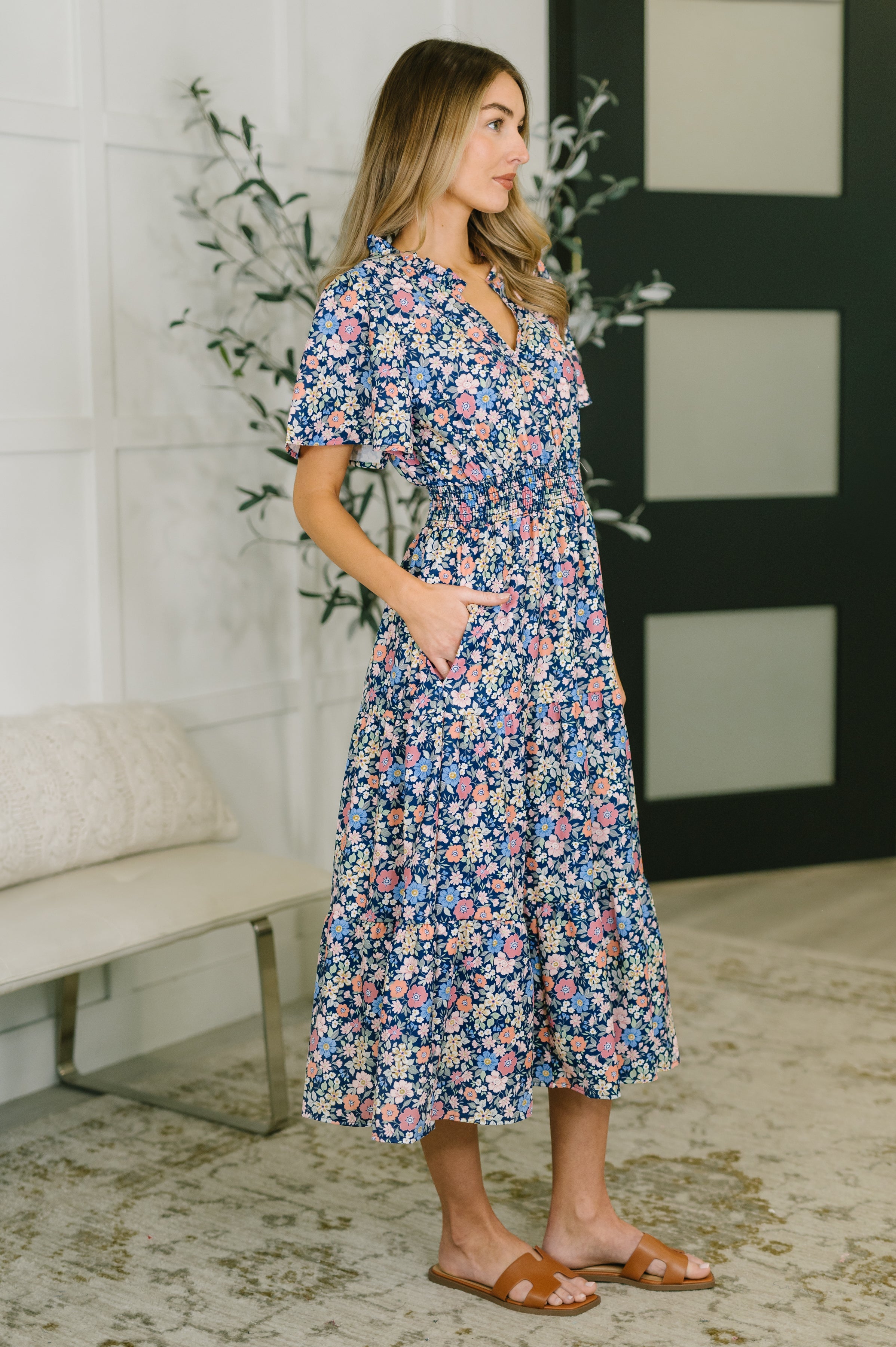 I Wanna Talk Notch Neck Midi Dress-Womens-Stay Foxy Boutique, Florissant, Missouri