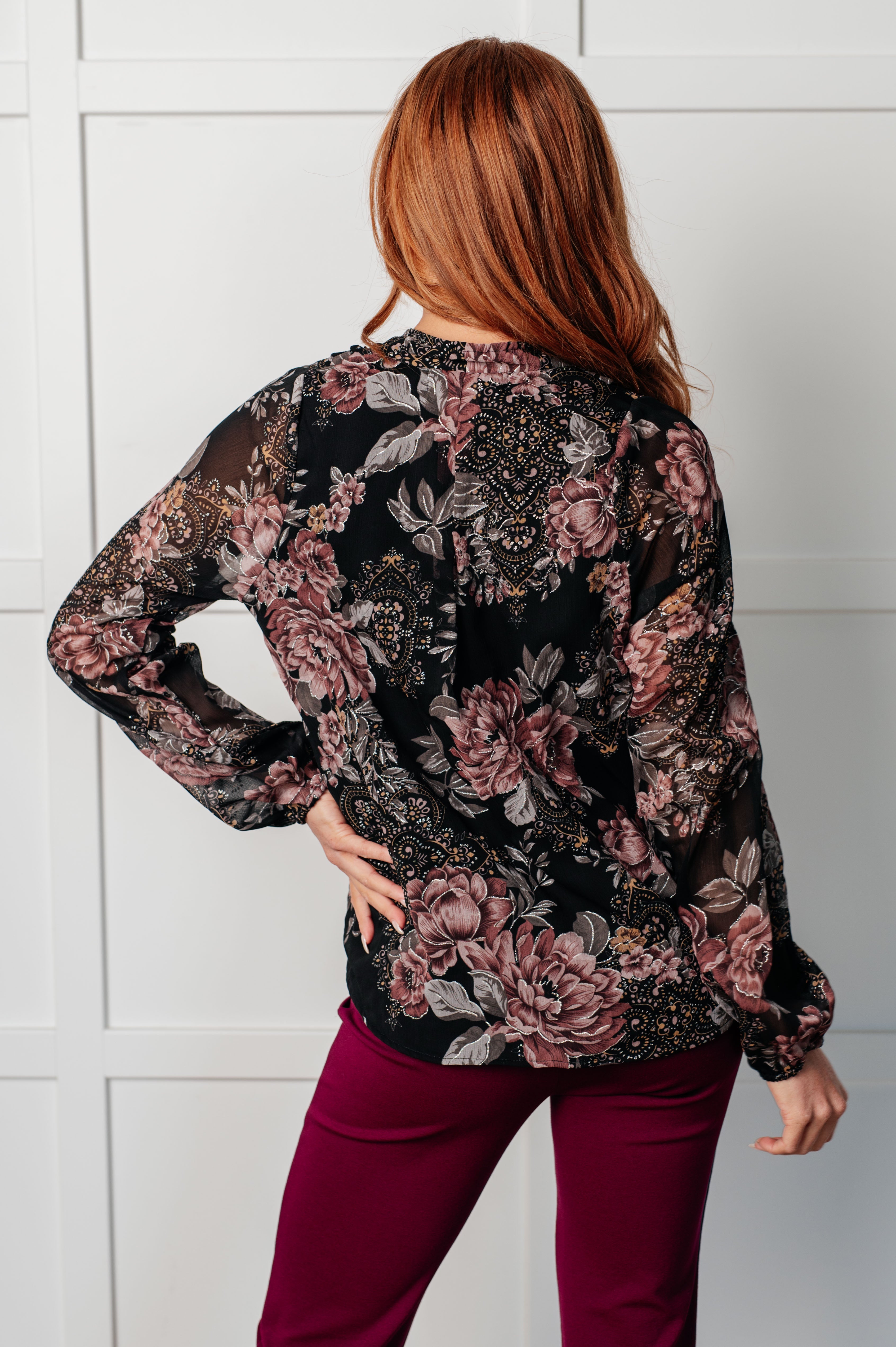 I Wish We Had it All Surplice Floral Blouse-Blouses-Stay Foxy Boutique, Florissant, Missouri