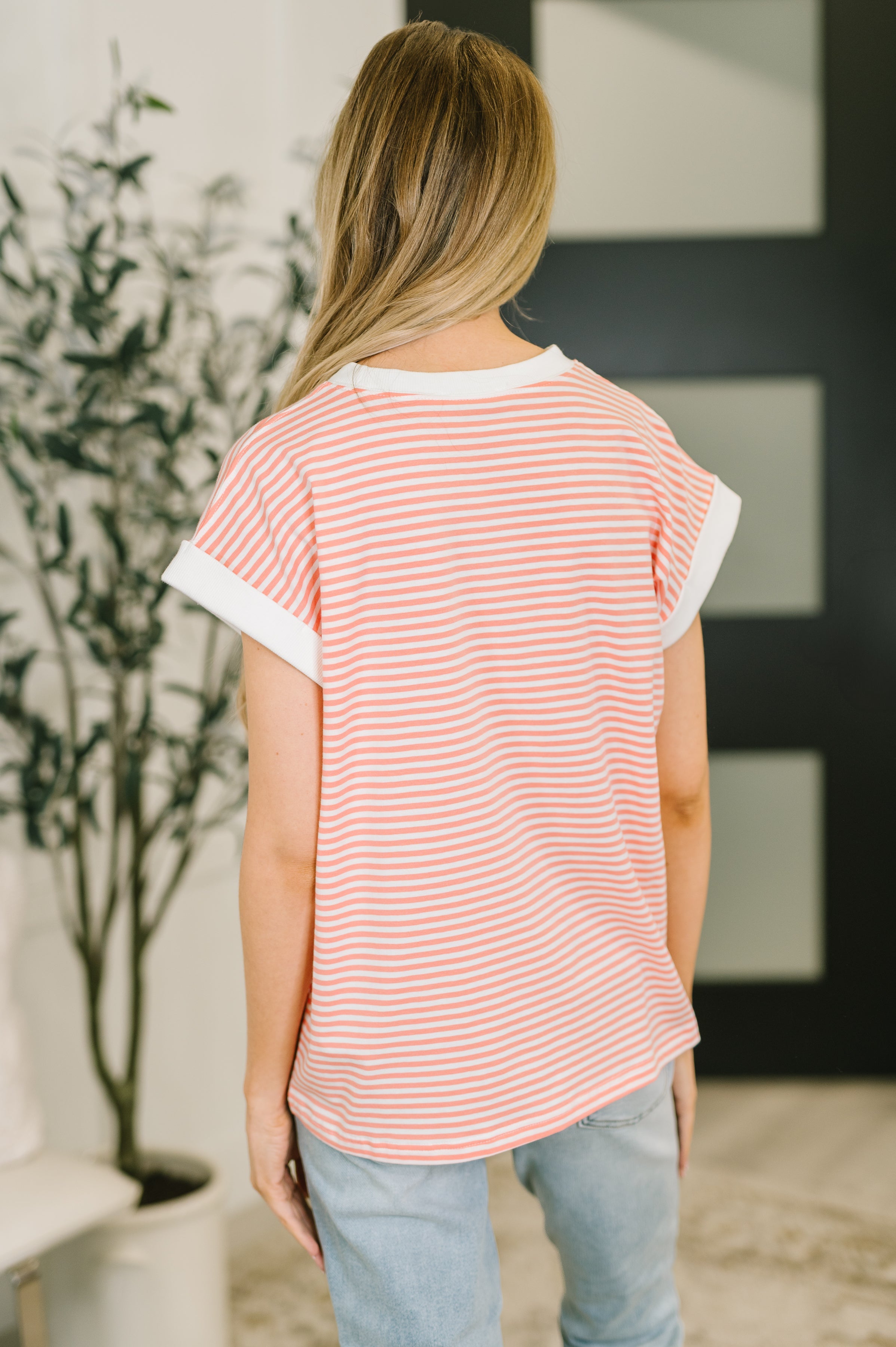 I Wouldn't Mind Short Sleeve Top in Coral-Womens-Stay Foxy Boutique, Florissant, Missouri