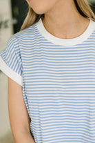I Wouldn't Mind Short Sleeve Top in Cornflower Blue-Womens-Stay Foxy Boutique, Florissant, Missouri