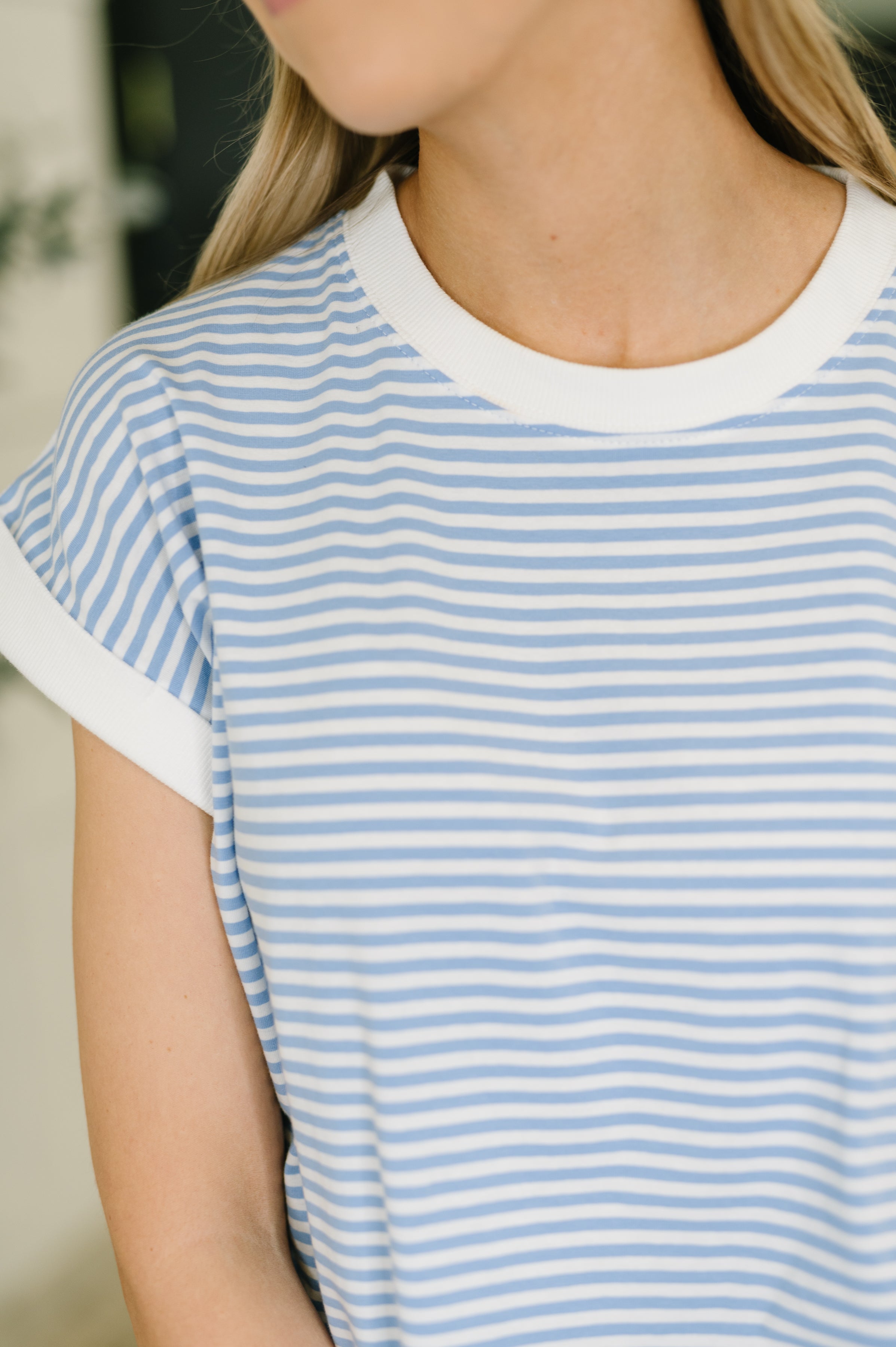 I Wouldn't Mind Short Sleeve Top in Cornflower Blue-Womens-Stay Foxy Boutique, Florissant, Missouri
