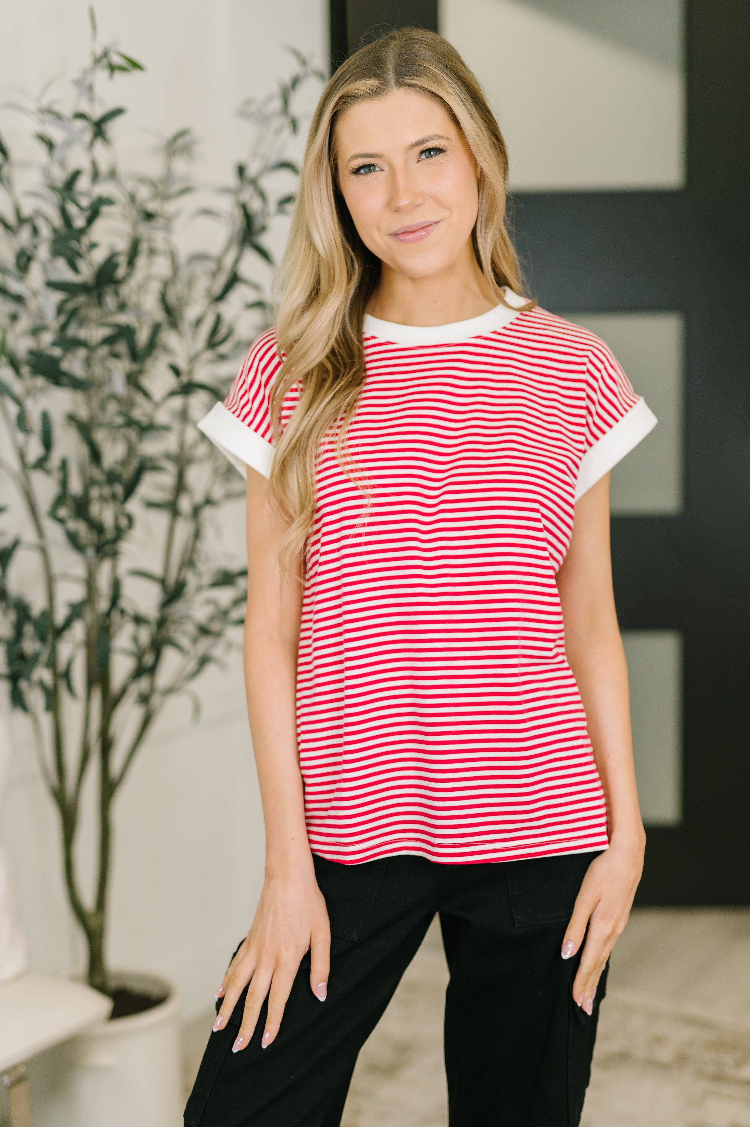 I Wouldn't Mind Short Sleeve Top in Ruby-Womens-Stay Foxy Boutique, Florissant, Missouri