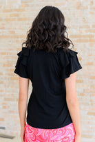 I'll Allow It Flutter Sleeve Tee In Black-Tops-Stay Foxy Boutique, Florissant, Missouri