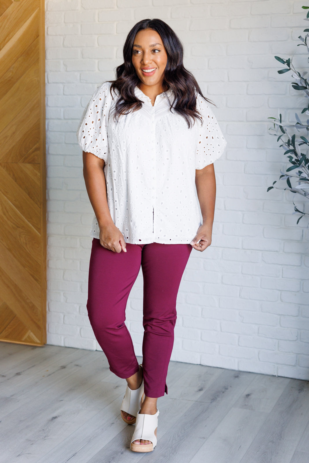 I'll Let You Know Eyelet Lace Blouse-Blouses-Stay Foxy Boutique, Florissant, Missouri