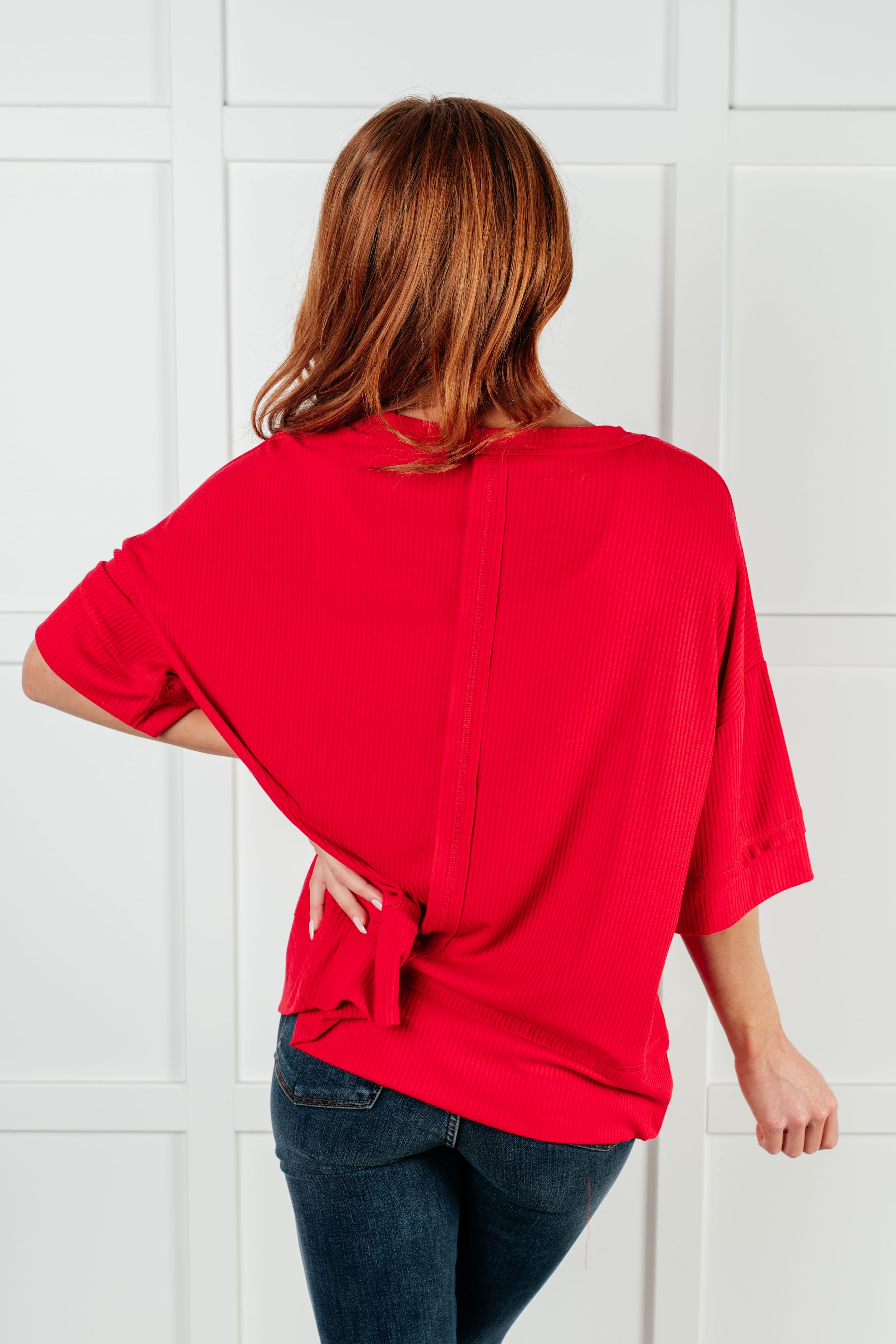 I'll Never Forget Ribbed Dolman Sleeve Top in Red-Tops-Stay Foxy Boutique, Florissant, Missouri