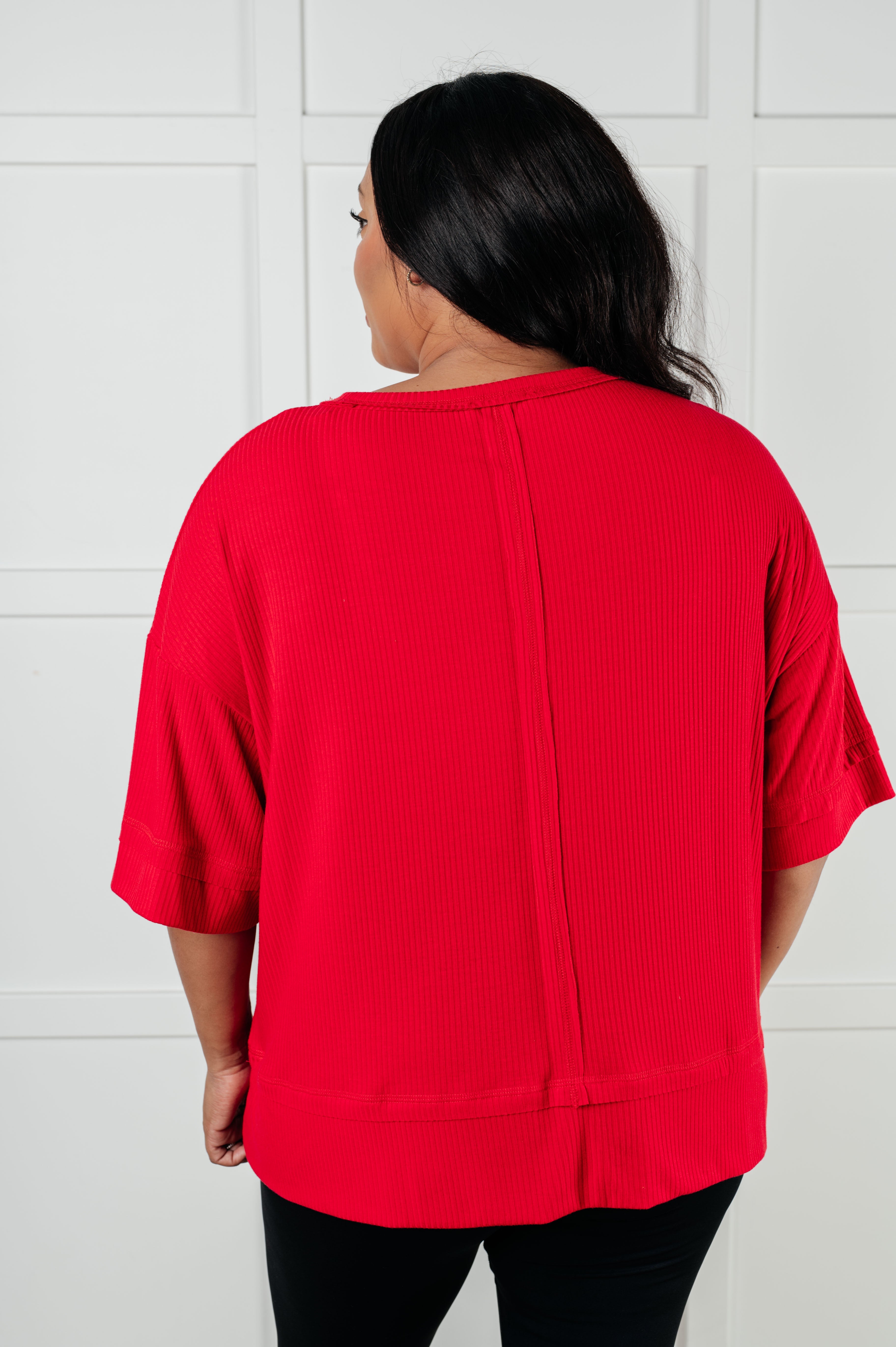 I'll Never Forget Ribbed Dolman Sleeve Top in Red-Tops-Stay Foxy Boutique, Florissant, Missouri