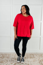 I'll Never Forget Ribbed Dolman Sleeve Top in Red-Tops-Stay Foxy Boutique, Florissant, Missouri