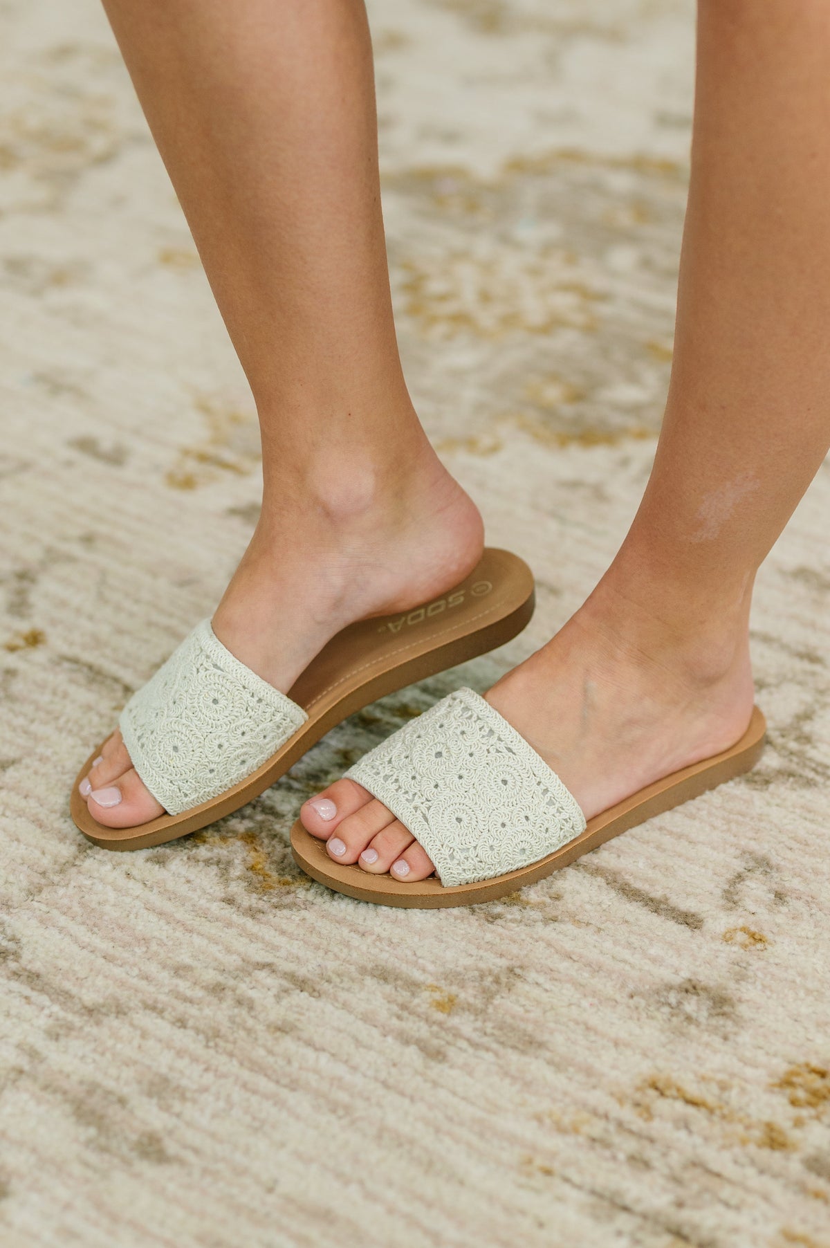 Imelda Off White Crocheted Slip On Sandal-Womens-Stay Foxy Boutique, Florissant, Missouri