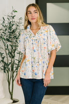 In All This Time Notch Neck Floral Blouse-Womens-Stay Foxy Boutique, Florissant, Missouri
