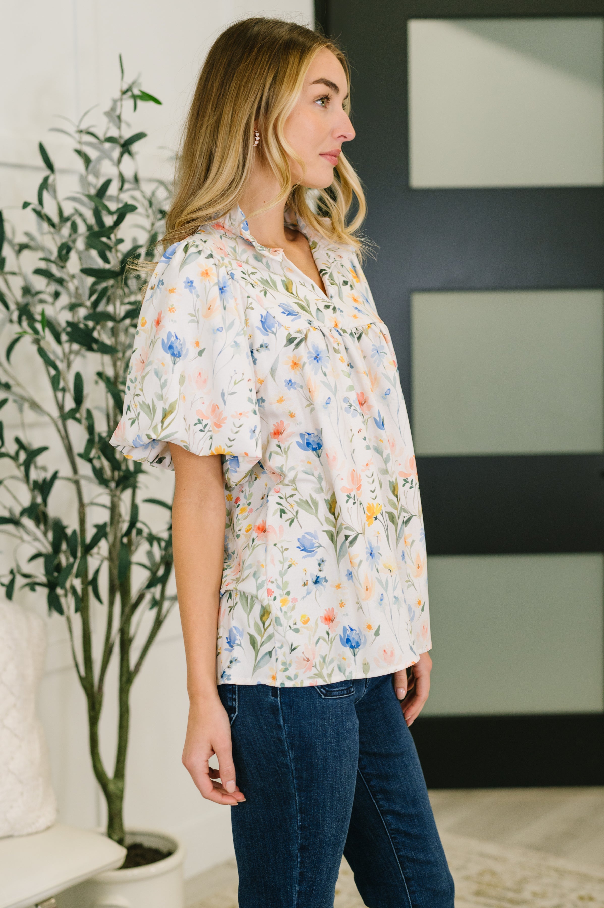 In All This Time Notch Neck Floral Blouse-Womens-Stay Foxy Boutique, Florissant, Missouri