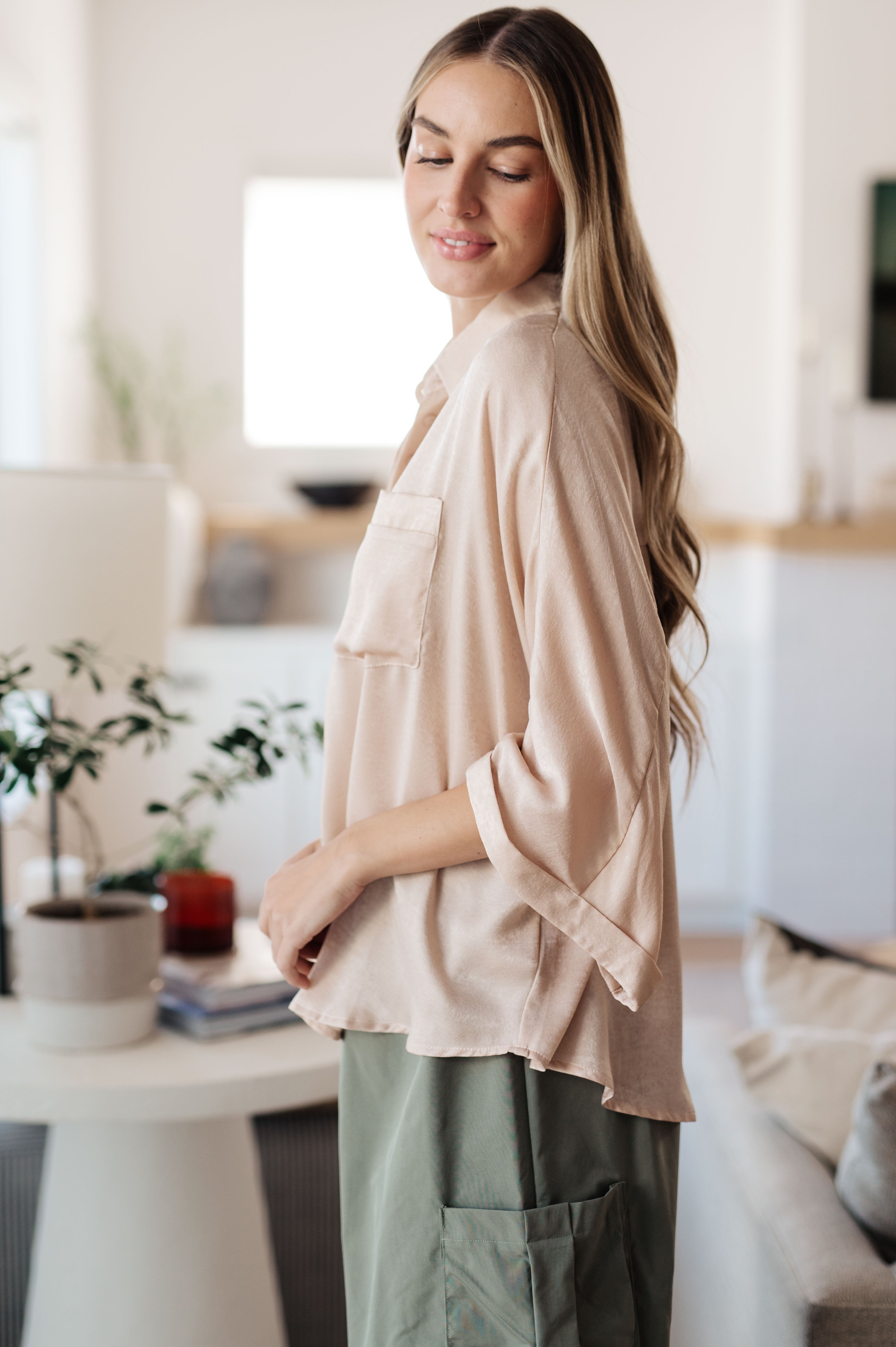 In Your Thoughts Oversized Dolman Sleeve Top in Champagne-Tops-Stay Foxy Boutique, Florissant, Missouri