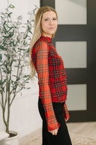 In the Present Plaid Mesh Layering Top in Red-Womens-Stay Foxy Boutique, Florissant, Missouri