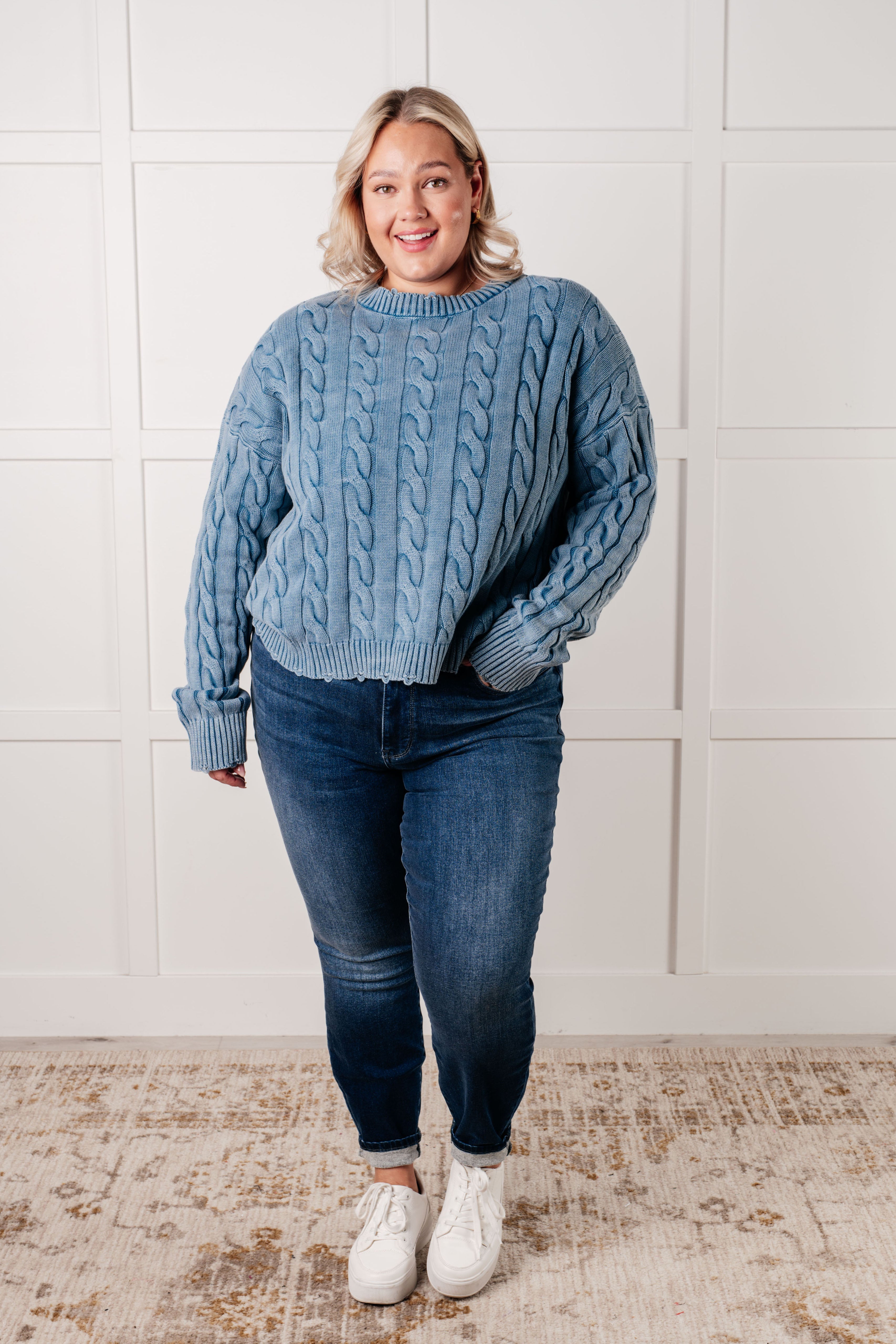 In the Right Direction Cable Knit Sweater-Tops-Stay Foxy Boutique, Florissant, Missouri
