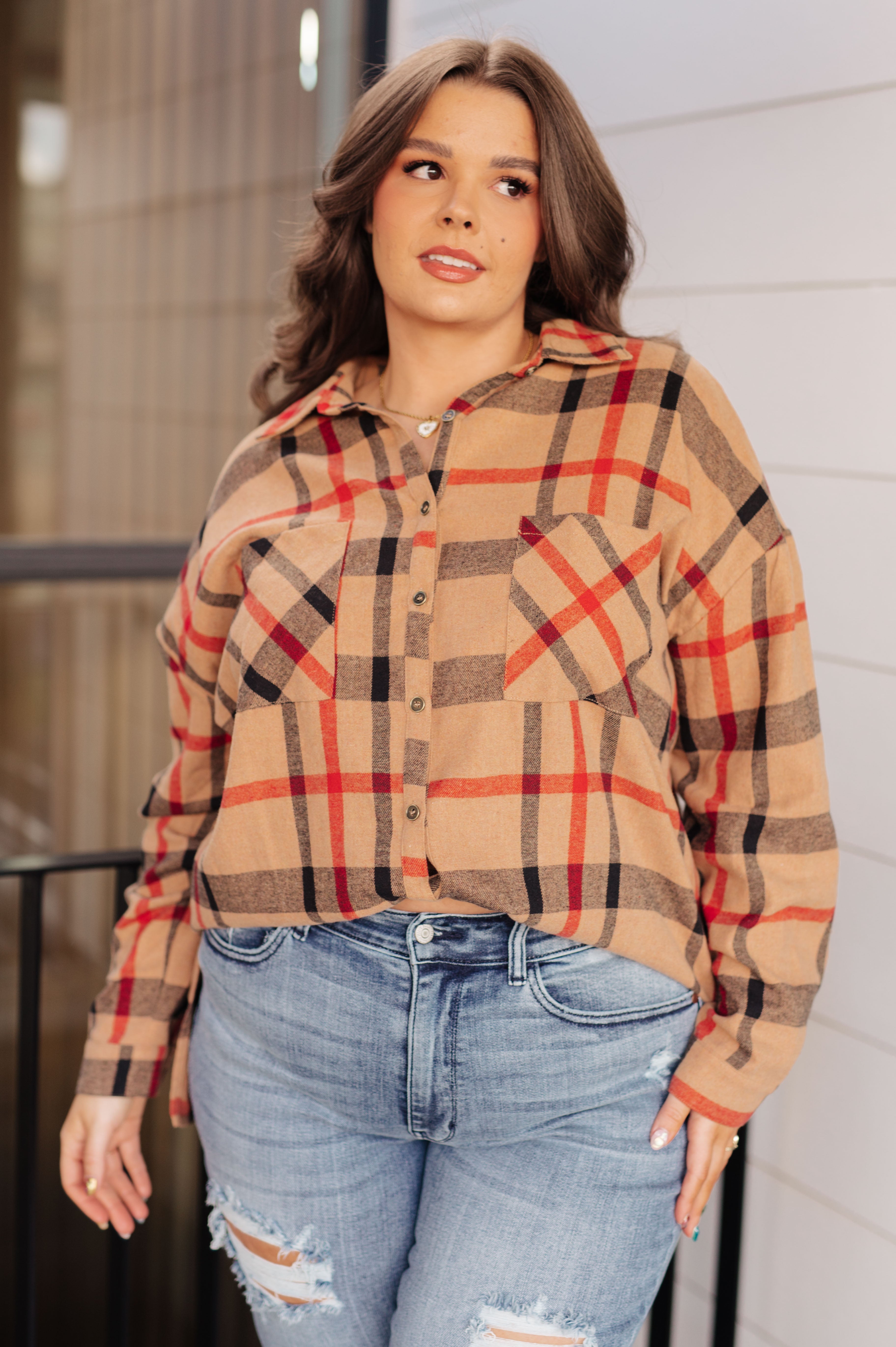 Is It Really Oversized Plaid Button Up-Tops-Stay Foxy Boutique, Florissant, Missouri
