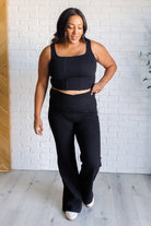 It's All About the Balance Twill Square Neck Crop Top in Black-Tops-Stay Foxy Boutique, Florissant, Missouri