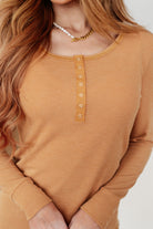 It's Been So Long Henley in Golden Sand-Tops-Stay Foxy Boutique, Florissant, Missouri