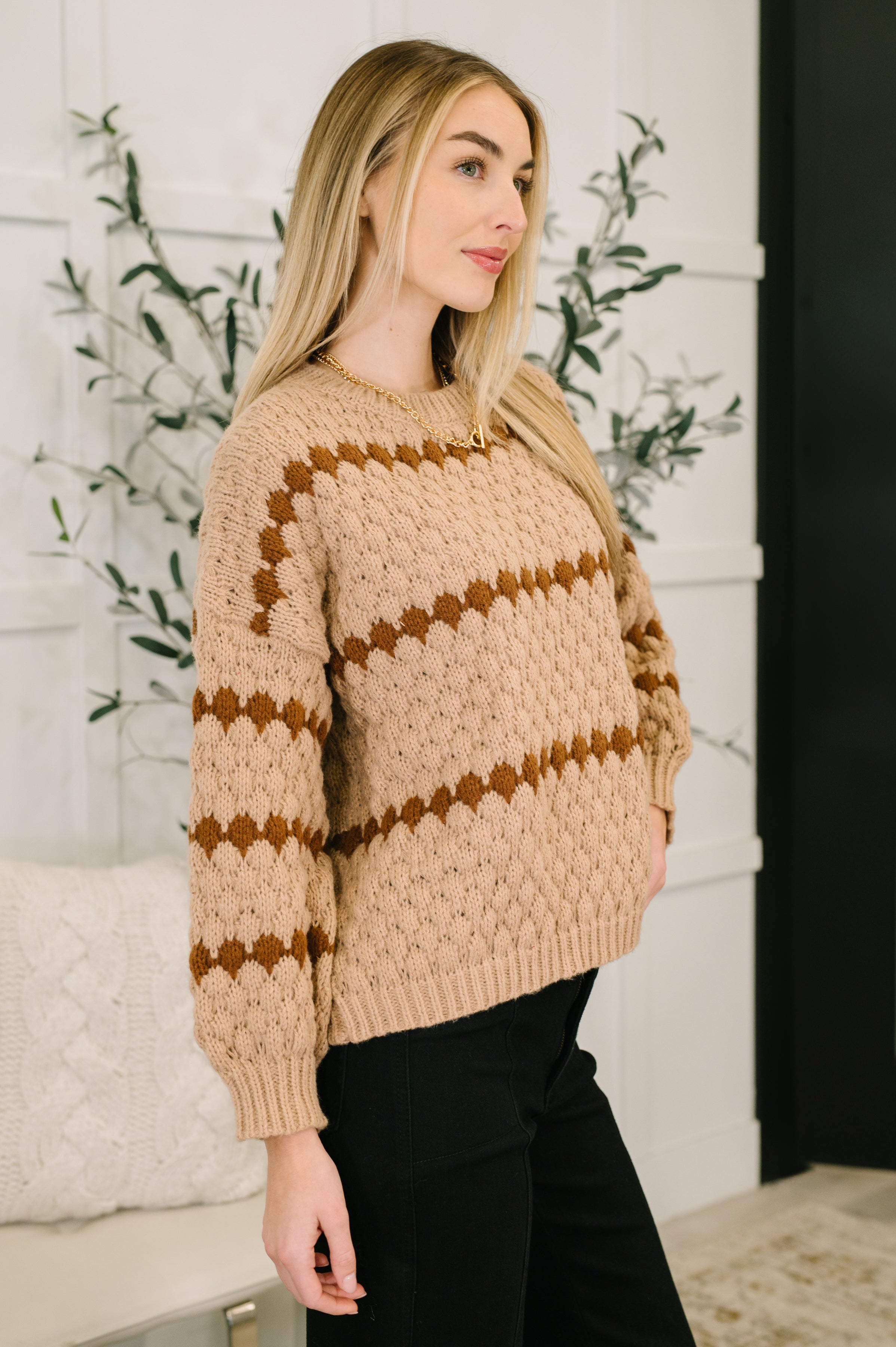 Ivy Lane Textured Sweater in Taupe-Womens-Stay Foxy Boutique, Florissant, Missouri