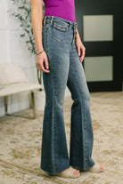 Jackie Mid Rise Flare Jean with Front Flap Pockets-Womens-Stay Foxy Boutique, Florissant, Missouri