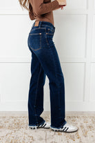 Jacqueline Mid Rise Frayed Hem Straight Leg Jean-Denim-Stay Foxy Boutique, Florissant, Missouri