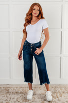 Janice High Rise Button Fly Wide Leg Crop Jeans-Womens-Stay Foxy Boutique, Florissant, Missouri
