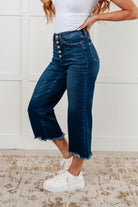 Janice High Rise Button Fly Wide Leg Crop Jeans-Womens-Stay Foxy Boutique, Florissant, Missouri