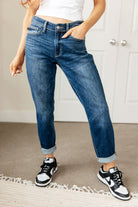 London Midrise Cuffed Boyfriend Jeans-Denim-Stay Foxy Boutique, Florissant, Missouri