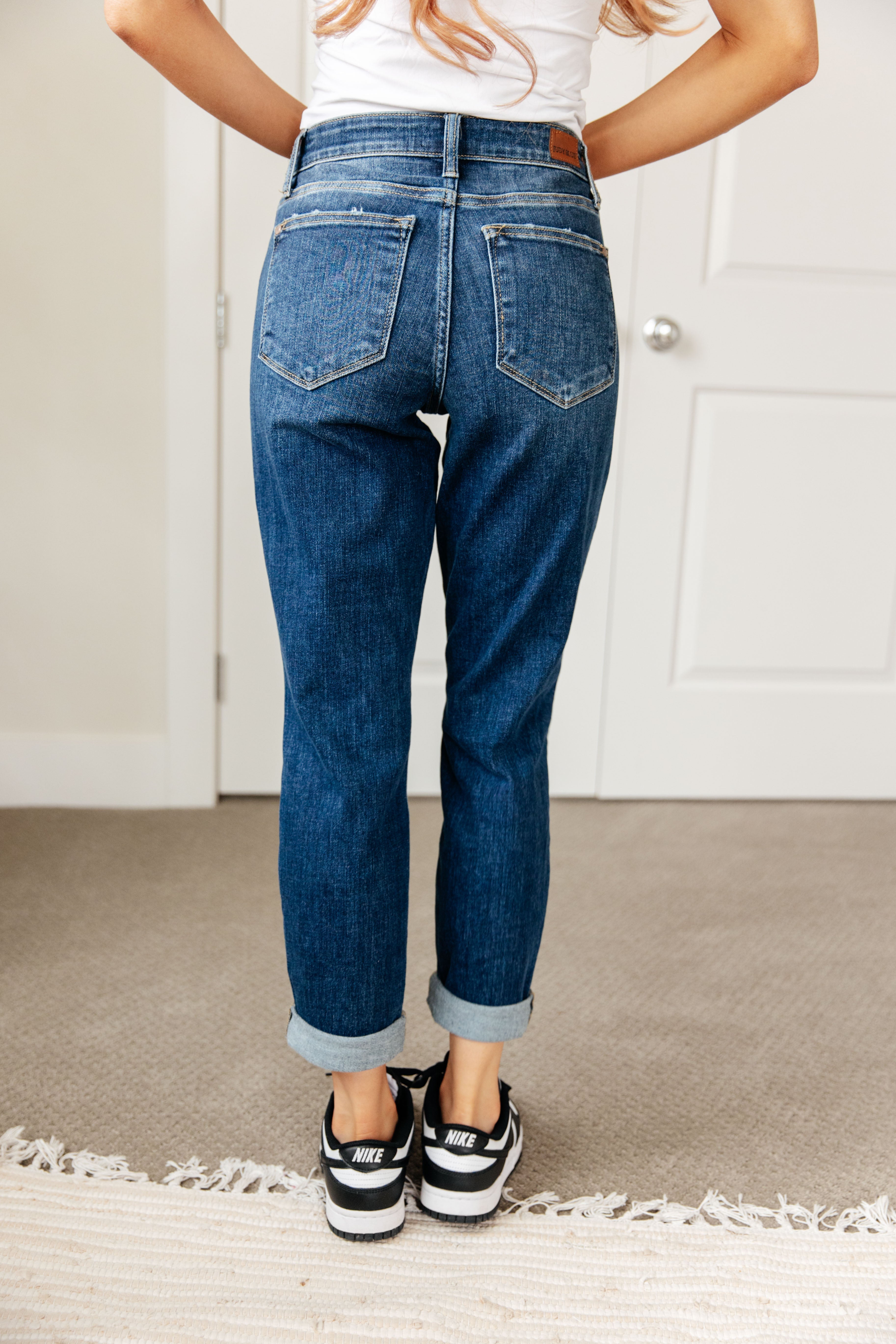 London Midrise Cuffed Boyfriend Jeans-Denim-Stay Foxy Boutique, Florissant, Missouri