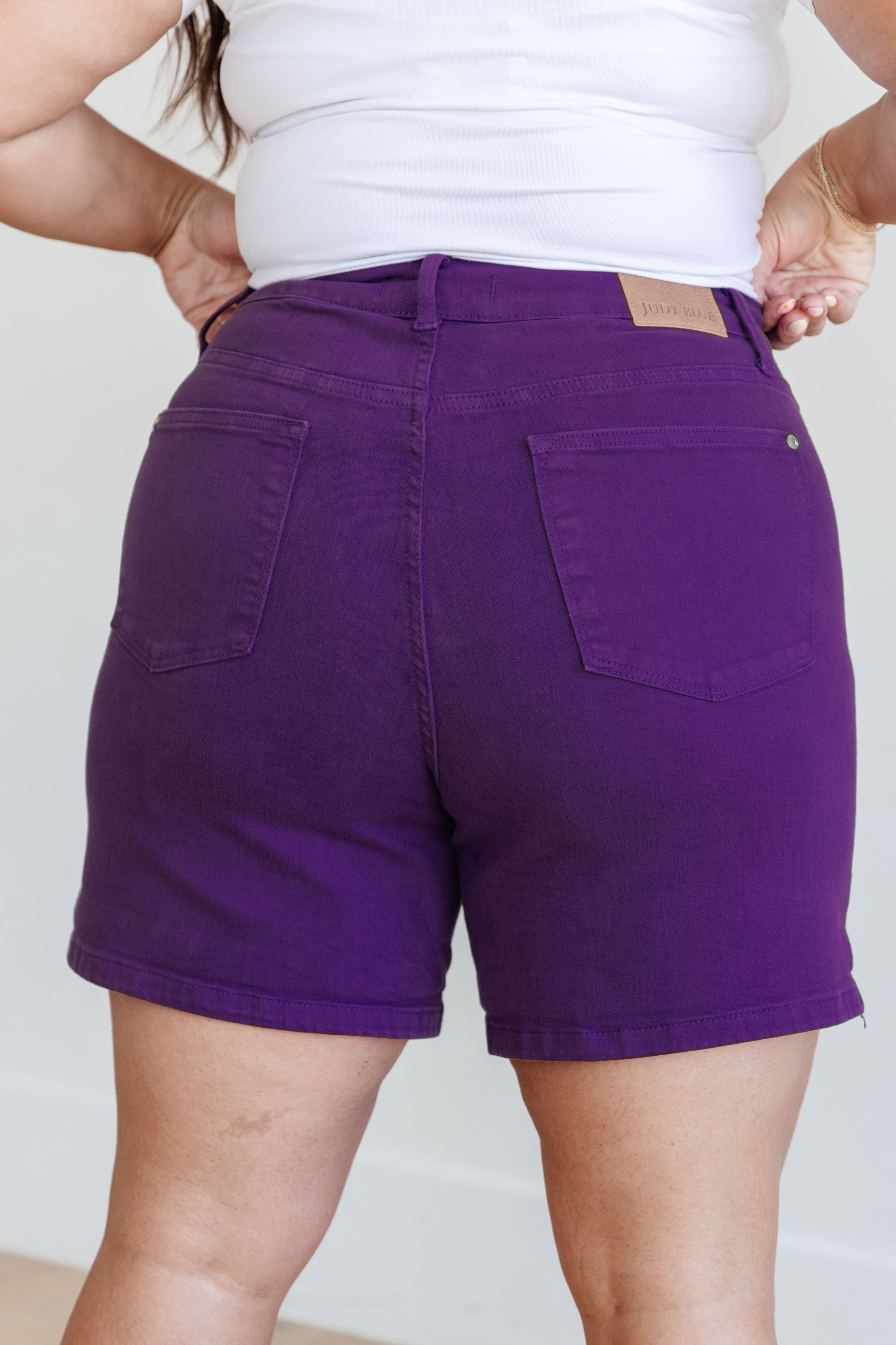 Jenna High Rise Control Top Cuffed Shorts in Purple-Womens-Stay Foxy Boutique, Florissant, Missouri