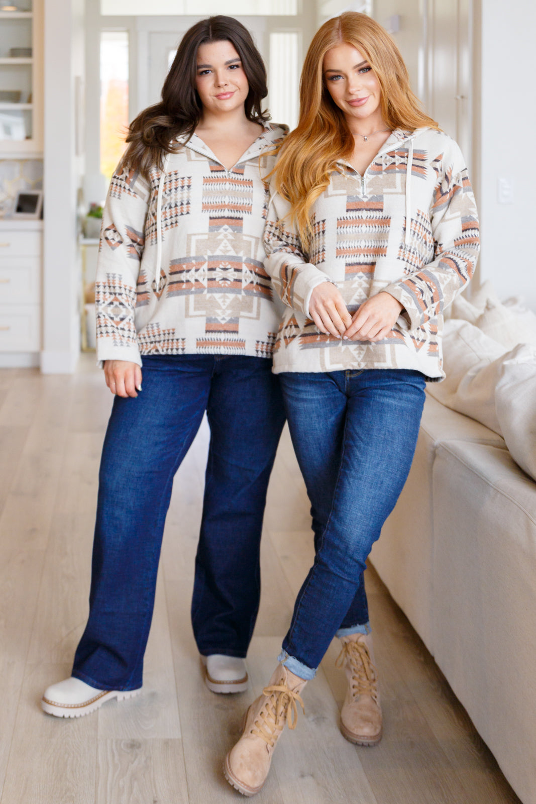 Just Going For It Aztec Hoodie-Tops-Stay Foxy Boutique, Florissant, Missouri