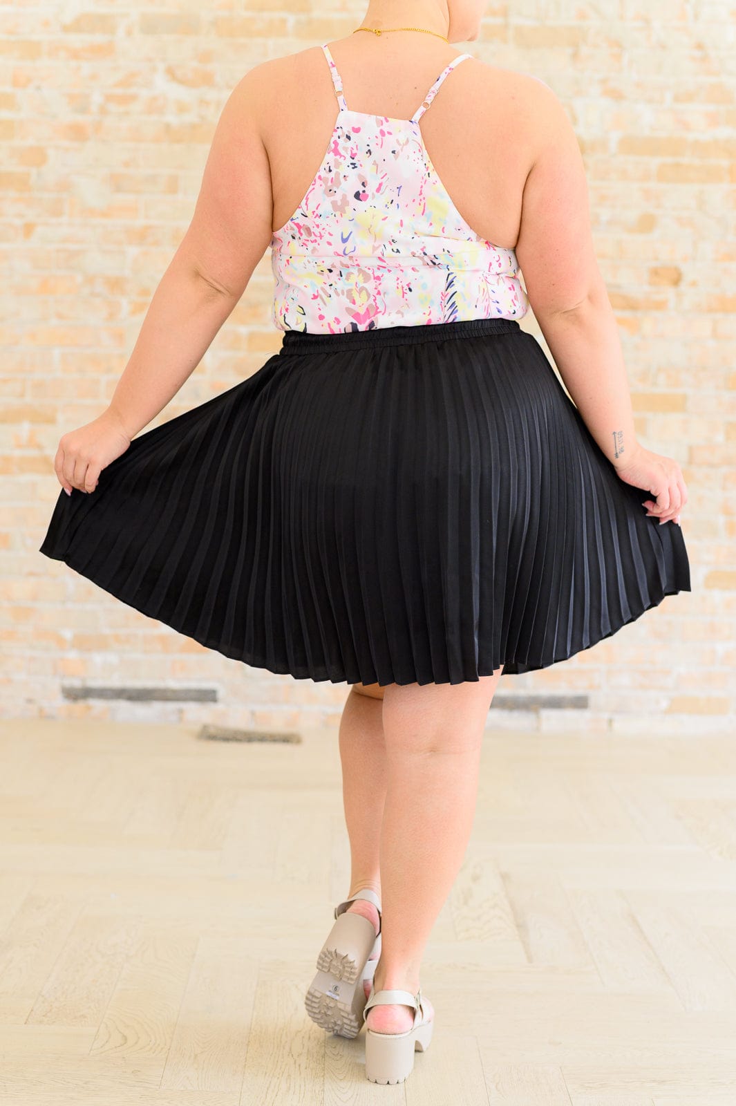 Just a Flirt Pleated Skirt in Black-Bottoms-Stay Foxy Boutique, Florissant, Missouri