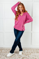 Kinda Sorta Ribbed Top in Magenta-Tops-Stay Foxy Boutique, Florissant, Missouri