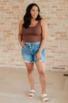 Kara High Rise Rigid Magic Button Fly Cutoff Shorts-Womens-Stay Foxy Boutique, Florissant, Missouri