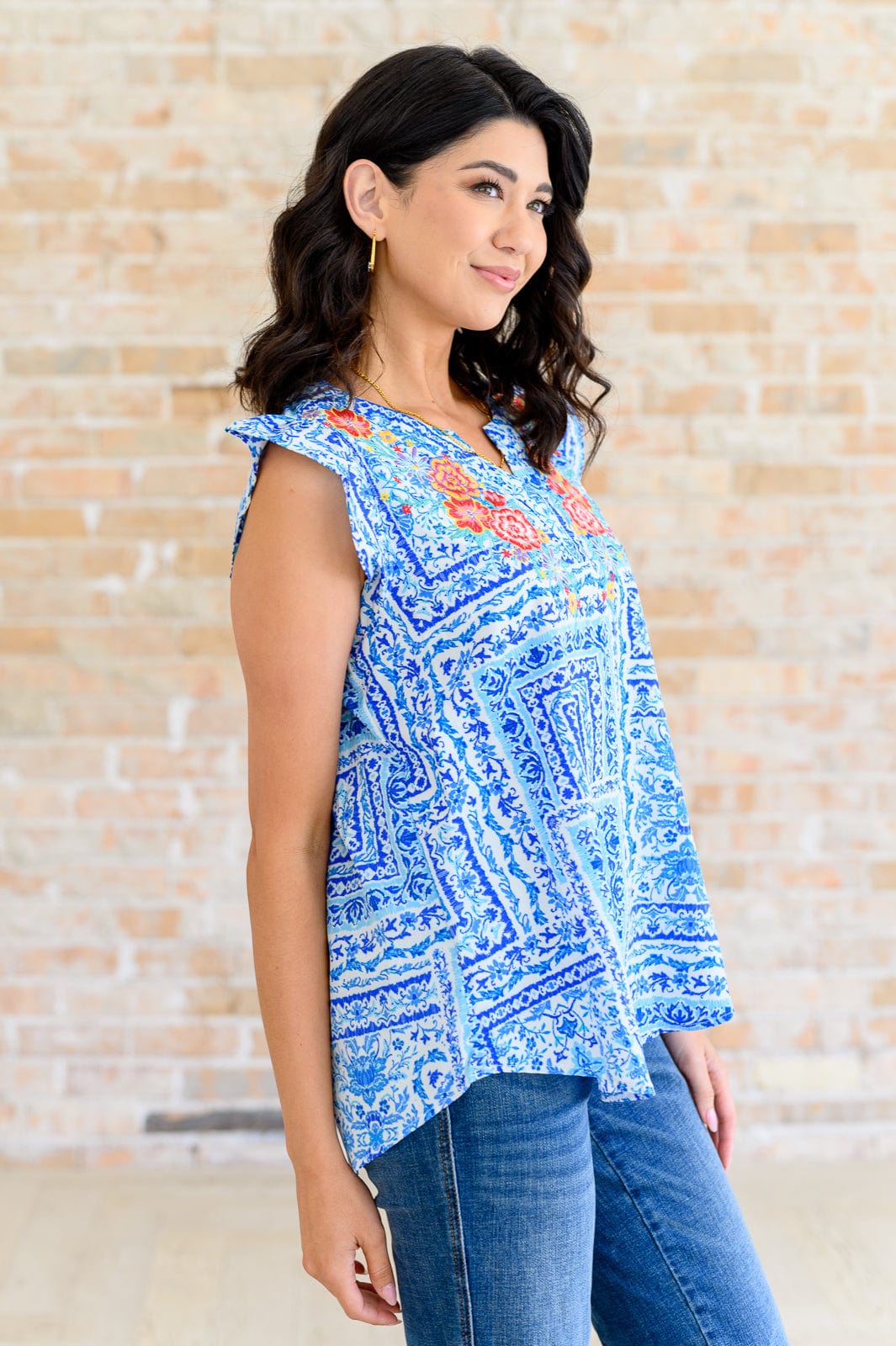 Keep Me Coming V-Neck Top in Ivory Royal-Tops-Stay Foxy Boutique, Florissant, Missouri