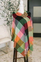 Keep Me Cozy Checkered Fringe Scarf in Berry-Accessories-Stay Foxy Boutique, Florissant, Missouri