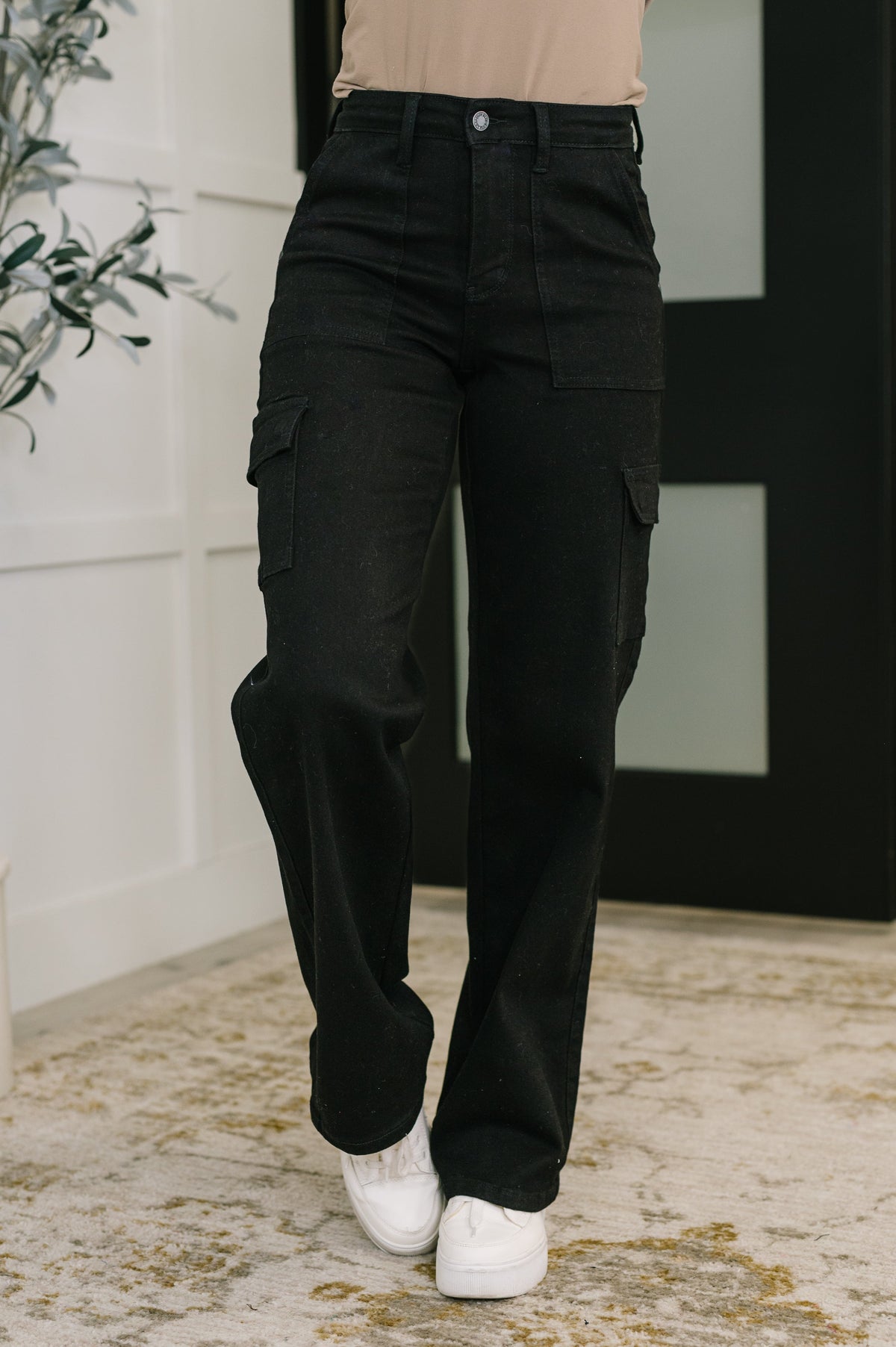 Keira High Waist Cargo Wide in Black-Womens-Stay Foxy Boutique, Florissant, Missouri