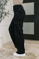 Keira High Waist Cargo Wide in Black-Womens-Stay Foxy Boutique, Florissant, Missouri