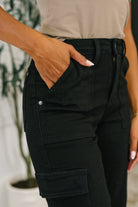 Keira High Waist Cargo Wide in Black-Womens-Stay Foxy Boutique, Florissant, Missouri