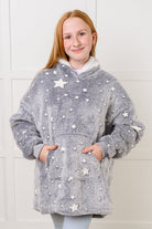 Kids Oversized Hoodie Blanket in Grey Stars-Layers-Stay Foxy Boutique, Florissant, Missouri