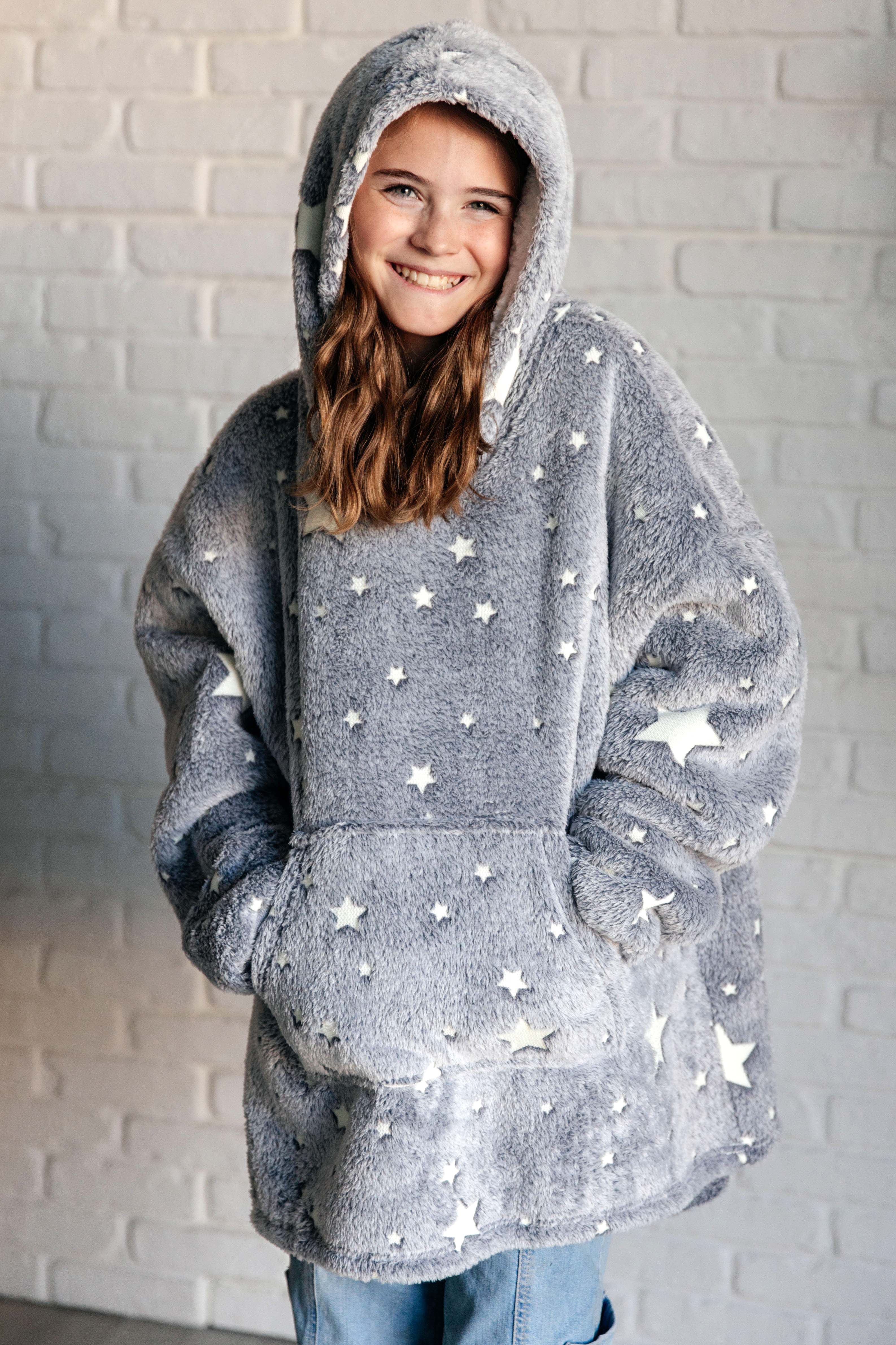 Kids Oversized Hoodie Blanket in Grey Stars-Layers-Stay Foxy Boutique, Florissant, Missouri