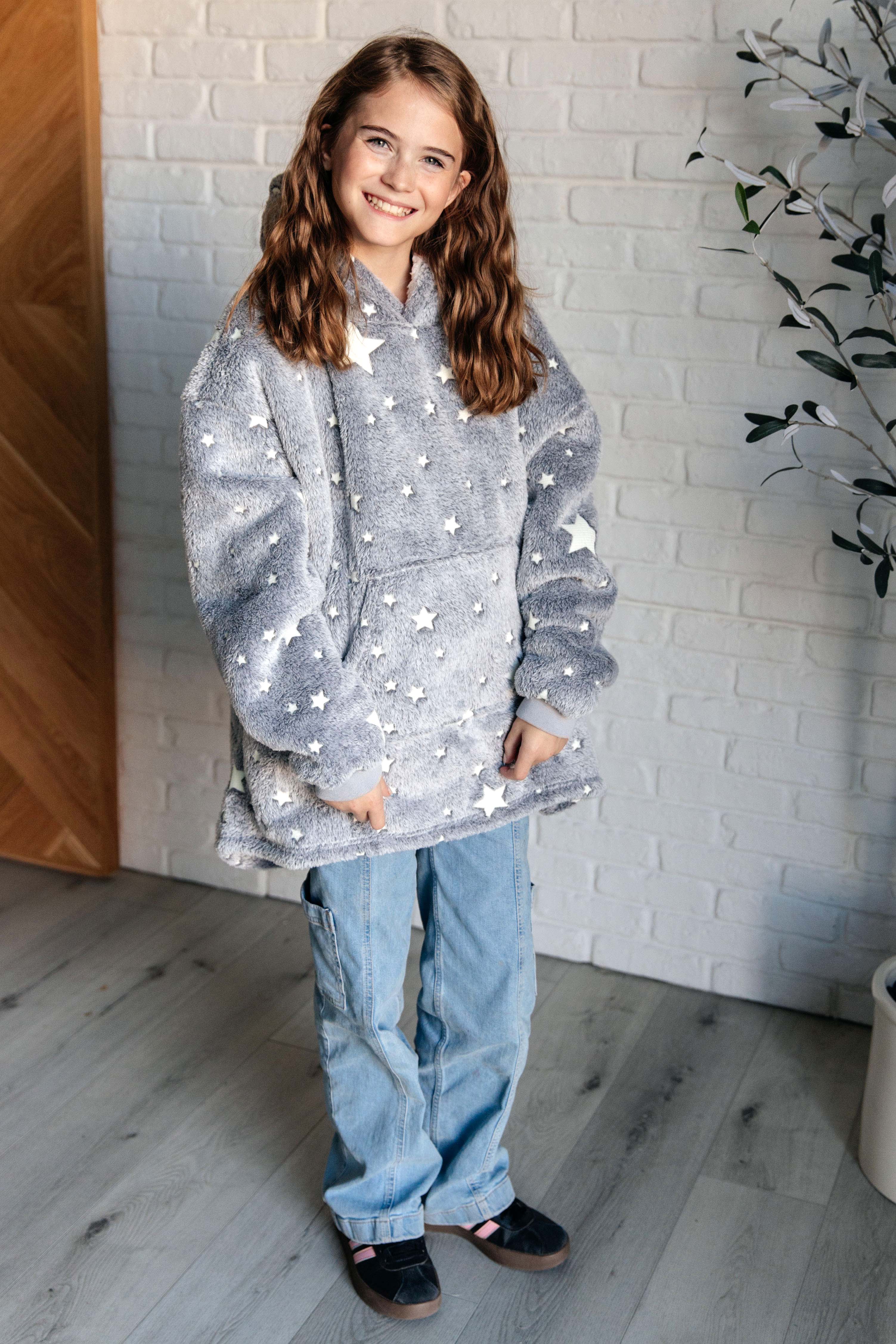 Kids Oversized Hoodie Blanket in Grey Stars-Layers-Stay Foxy Boutique, Florissant, Missouri