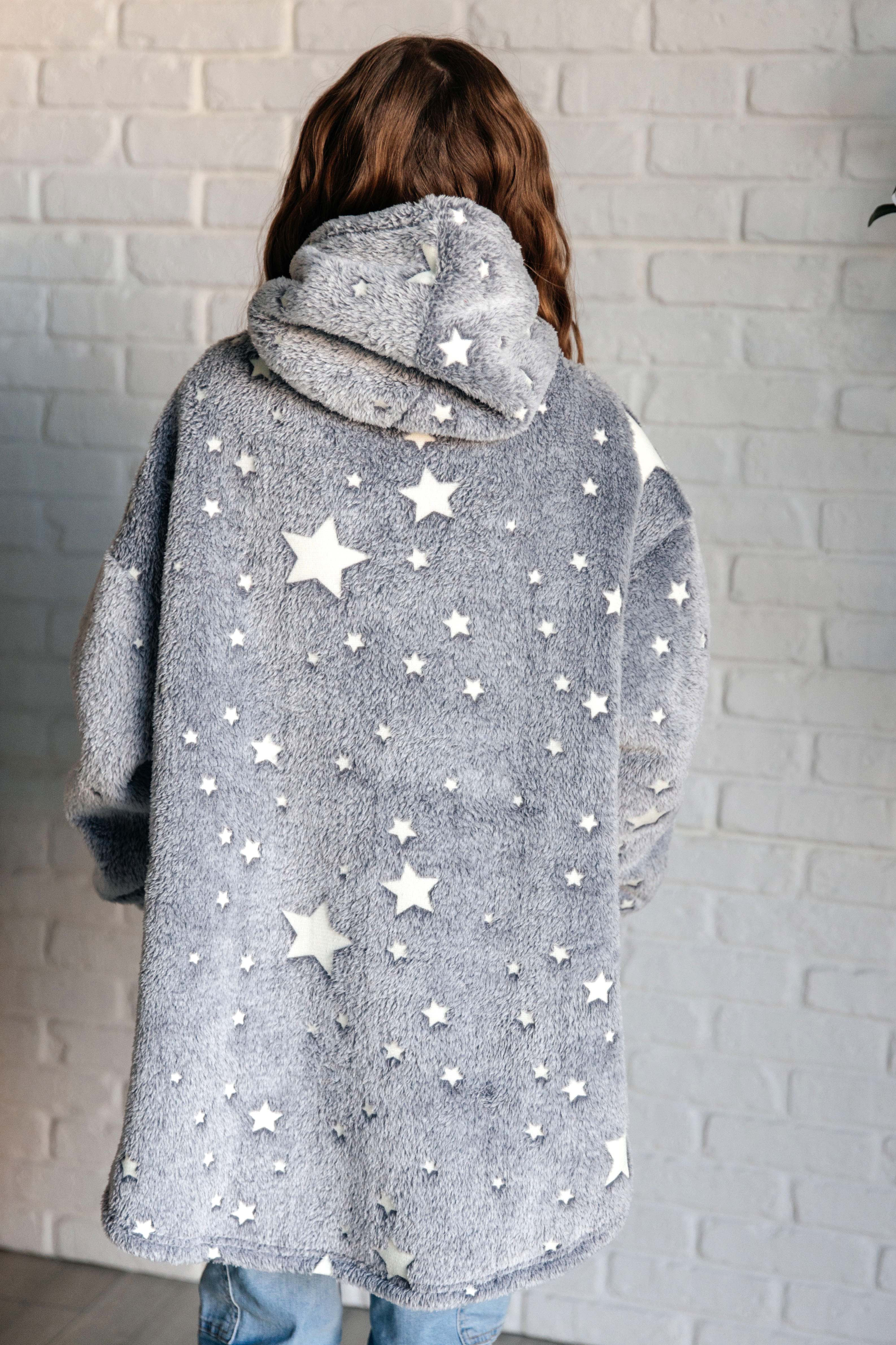 Kids Oversized Hoodie Blanket in Grey Stars-Layers-Stay Foxy Boutique, Florissant, Missouri