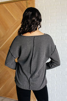 Kinda Sorta Ribbed Top in Charcoal-Tops-Stay Foxy Boutique, Florissant, Missouri