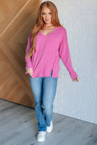 Kinda Sorta Ribbed Top in Magenta-Tops-Stay Foxy Boutique, Florissant, Missouri